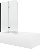 Mexen Cubik wanna prostokątna 160 x 70 cm z obudową i parawanem 2-skrzydłowym 80 cm, transparent, czarny - 550316070X9008027000
