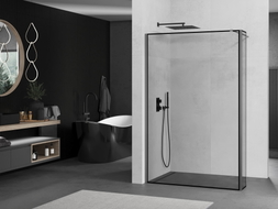 Mexen Kioto ścianka prysznicowa Walk-in 100 x 30 cm, czarna ramka, gun metal - 800-100-212-95-70-030