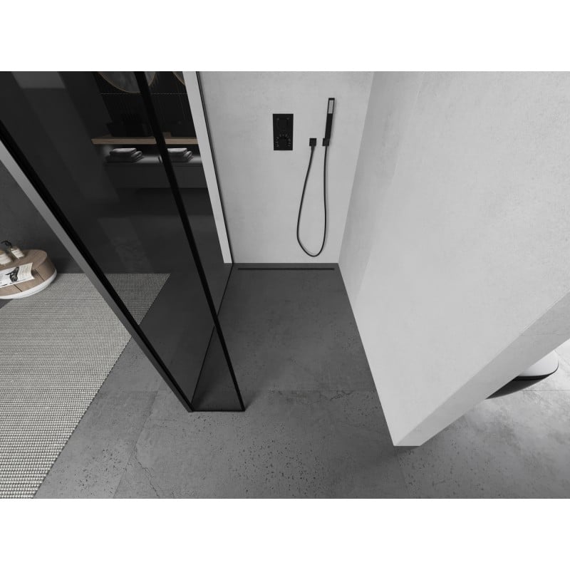 Mexen Kioto ścianka prysznicowa Walk-in 120 x 30 cm, czarna ramka, gun metal - 800-120-212-95-70-030
