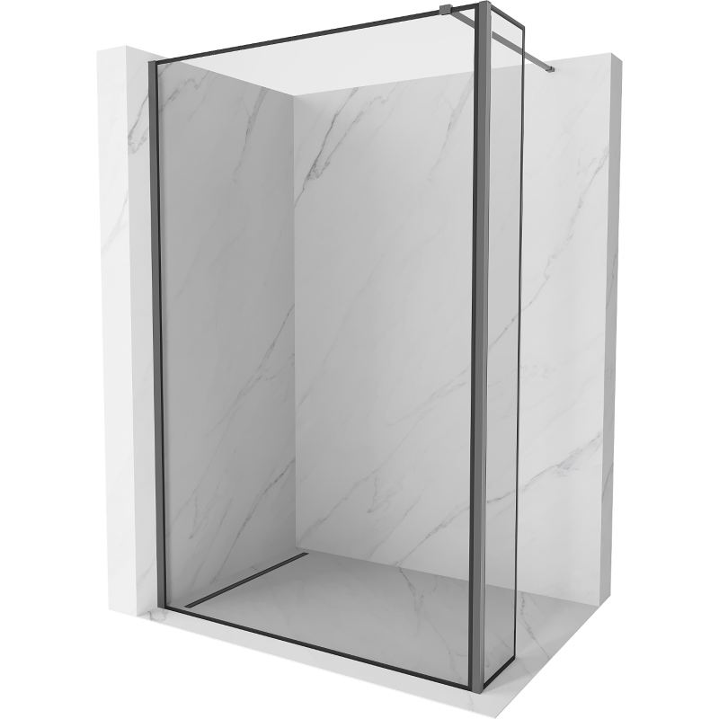 Mexen Kioto ścianka prysznicowa Walk-in 130 x 30 cm, czarna ramka, gun metal - 800-130-212-95-70-030