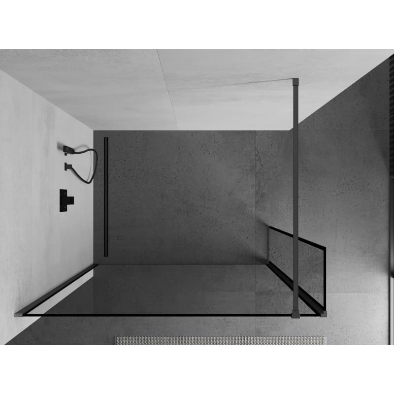 Mexen Kioto ścianka prysznicowa Walk-in 160 x 30 cm, czarna ramka, gun metal - 800-160-212-95-70-030