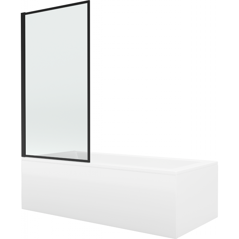 Mexen Cubik wanna prostokątna 160 x 70 cm z obudową i parawanem 1-skrzydłowym 70 cm, czarny wzór fix - 550316070X9307007070