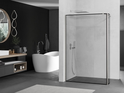 Mexen Kioto ścianka prysznicowa Walk-in 100 x 40 cm, czarna ramka, nikiel szczotkowany - 800-100-212-97-70-040