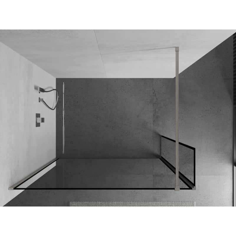 Mexen Kioto ścianka prysznicowa Walk-in 90 x 40 cm, czarna ramka, nikiel szczotkowany - 800-090-212-97-70-040