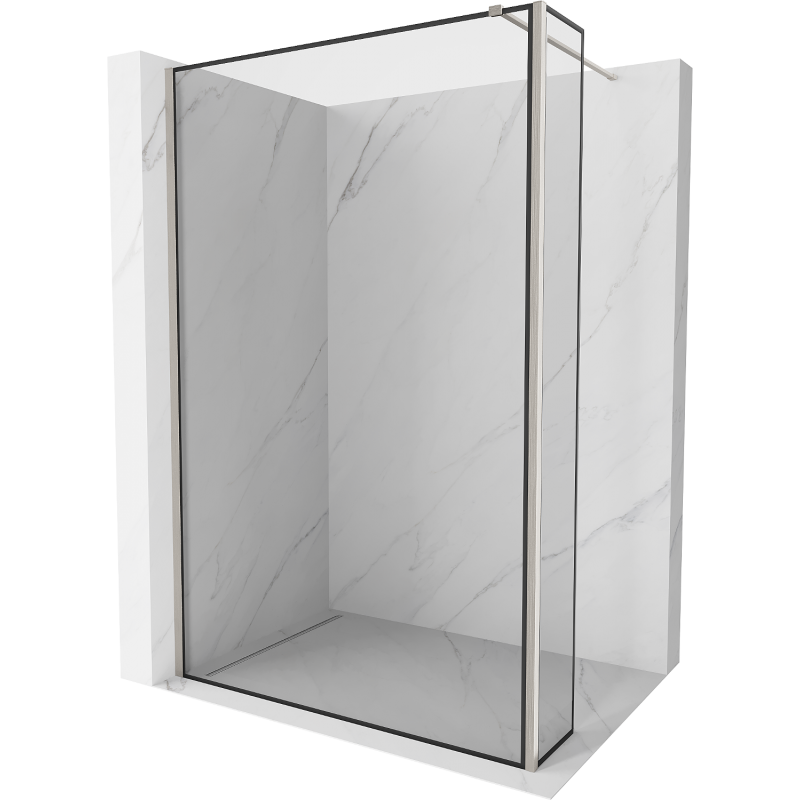 Mexen Kioto ścianka prysznicowa Walk-in 140 x 40 cm, czarna ramka, nikiel szczotkowany - 800-140-212-97-70-040