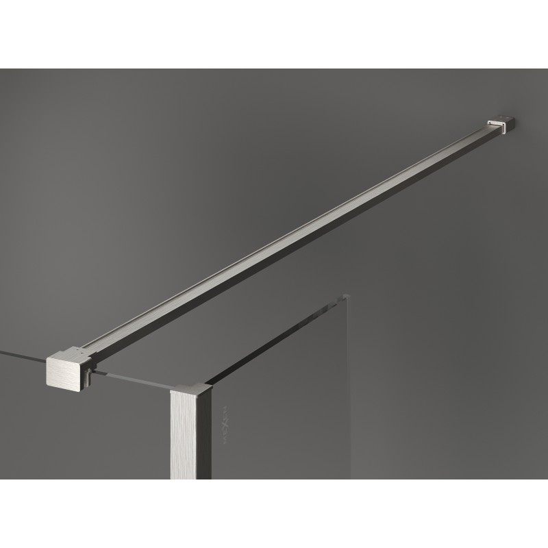 Mexen Kioto ścianka prysznicowa Walk-in 150 x 40 cm, czarna ramka, nikiel szczotkowany - 800-150-212-97-70-040