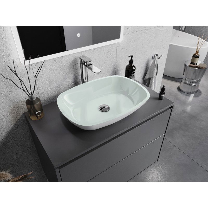 Mexen Araks szklana umywalka nablatowa 54 x 39 cm, biała - 24155430