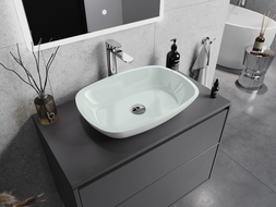 Mexen Araks szklana umywalka nablatowa 54 x 39 cm, biała - 24155430