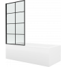 Mexen Cubik wanna prostokątna 160 x 70 cm z obudową i parawanem 1-skrzydłowym 80 cm, czarny wzór fix - 550316070X9308007077