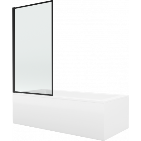 Mexen Cubik wanna prostokątna 160 x 70 cm z obudową i parawanem 1-skrzydłowym 80 cm, czarny wzór - 550316070X9308017070