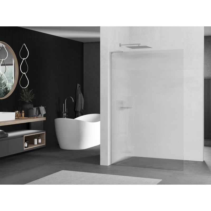 Mexen Kioto L ścianka prysznicowa Walk-in 120 x 200 cm, prążki, chrom - 800-120-103-01-09