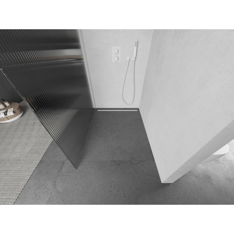 Mexen Kioto L ścianka prysznicowa Walk-in 80 x 200 cm, prążki, biała - 800-080-103-20-09
