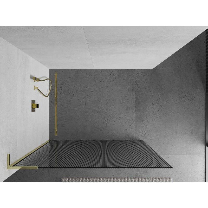 Mexen Kioto L ścianka prysznicowa Walk-in 80 x 200 cm, prążki, złota - 800-080-103-50-09