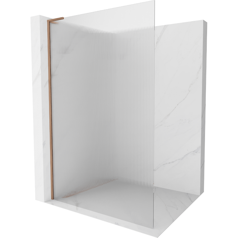 Mexen Kioto L ścianka prysznicowa Walk-in 90 x 200 cm, prążki, miedź szczotkowana - 800-090-103-65-09