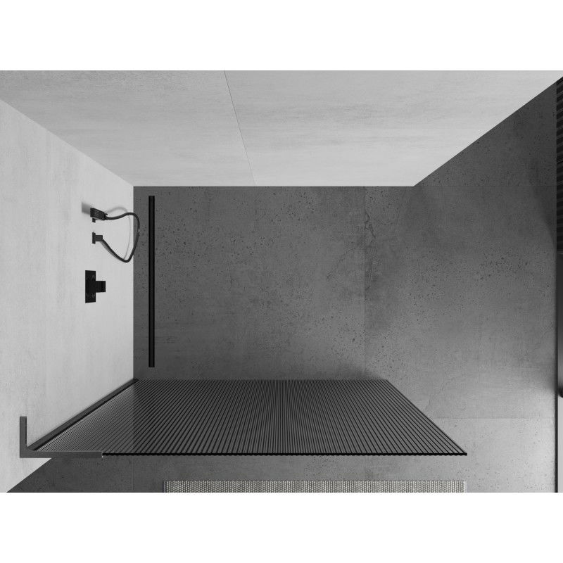 Mexen Kioto L ścianka prysznicowa Walk-in 80 x 200 cm, prążki, gun gray szczotkowany - 800-080-103-66-09