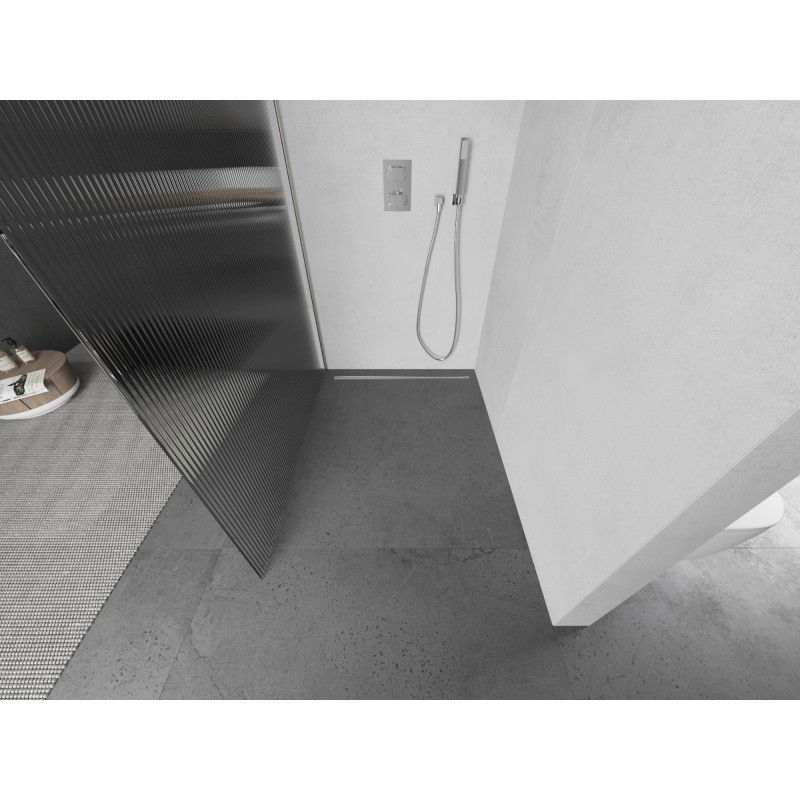 Mexen Kioto L ścianka prysznicowa Walk-in 100 x 200 cm, prążki, nikiel szczotkowany - 800-100-103-97-09