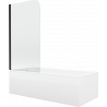 Mexen Cubik wanna prostokątna 170 x 70 cm z obudową i parawanem 1-skrzydłowym 70 cm, transparent, czarny - 550317070X9007017000