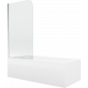 Mexen Cubik wanna prostokątna 170 x 70 cm z obudową i parawanem 1-skrzydłowym 80 cm, transparent, chrom - 550317070X9008010100