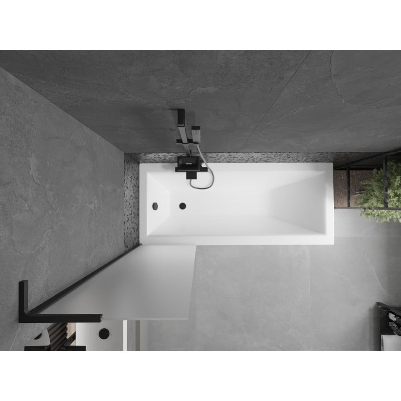 Mexen Next L parawan nawannowy 1-skrzydłowy 50 x 150 cm, szron, czarny - 895-050-000-03-30-70