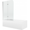 Mexen Cubik wanna prostokątna 170 x 70 cm z obudową i parawanem 2-skrzydłowym 100 cm, transparent, chrom - 550317070X9010020100