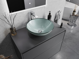 Mexen Mira szklana umywalka nablatowa 42 x 42 cm, srebrna - 24124211