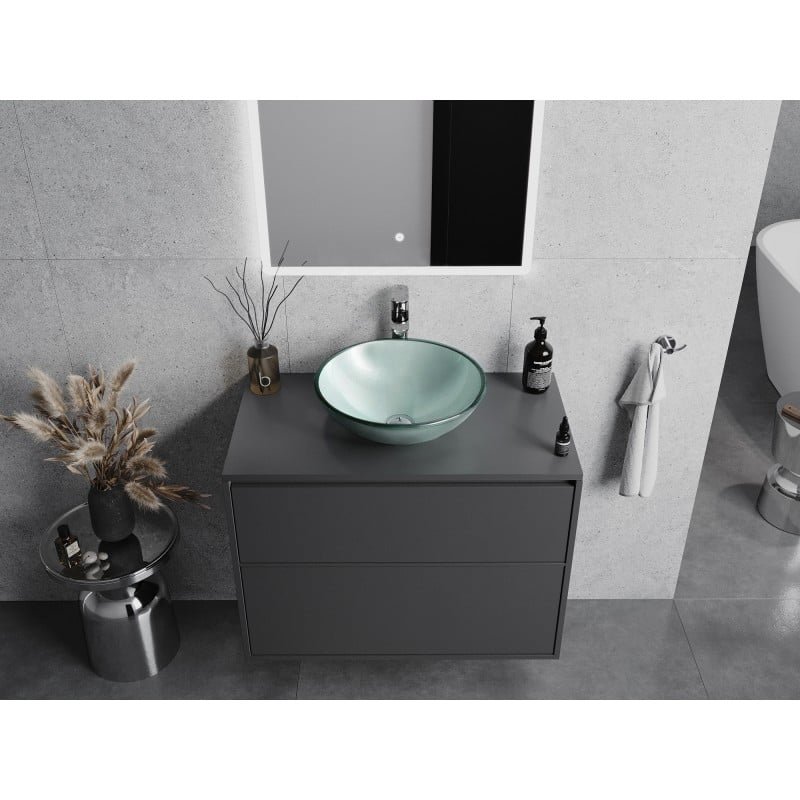 Mexen Mira szklana umywalka nablatowa 42 x 42 cm, srebrna - 24124211