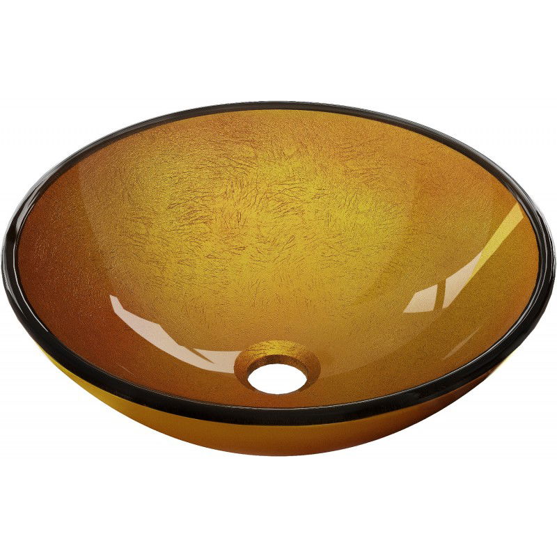 Mexen Mira szklana umywalka nablatowa 42 x 42 cm, złota - 24124250