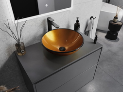 Mexen Mira szklana umywalka nablatowa 42 x 42 cm, złota - 24124250