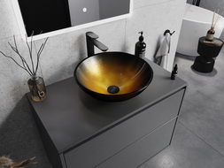 Mexen Mira szklana umywalka nablatowa 42 x 42 cm, złota ciemna - 24124251