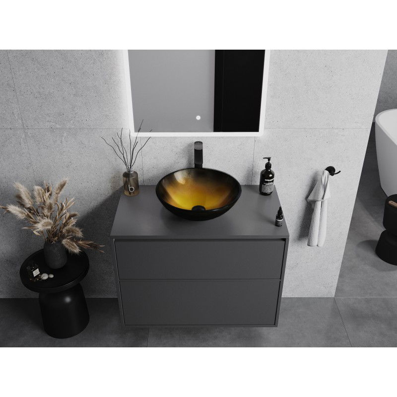 Mexen Mira szklana umywalka nablatowa 42 x 42 cm, złota ciemna - 24124251