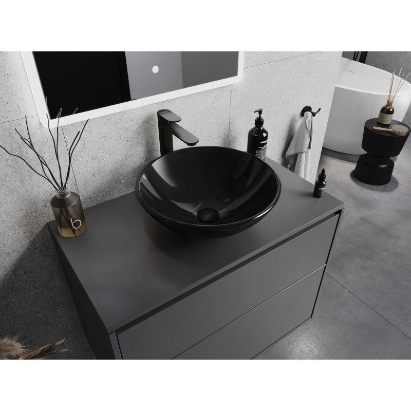 Mexen Mira szklana umywalka nablatowa 42 x 42 cm, czarna - 24124270