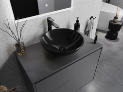 Mexen Mira szklana umywalka nablatowa 42 x 42 cm, czarna - 24124270