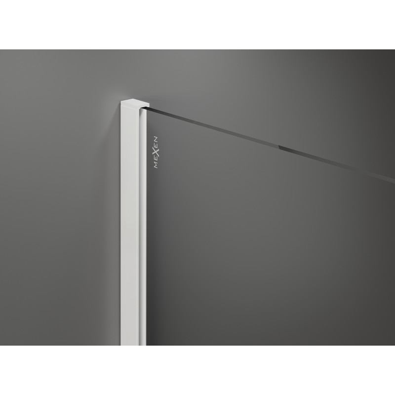 Mexen Kioto+ ścianka prysznicowa z półką Walk-in 75 x 200 cm, transparent, biała - 800-075-121-20-00