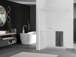 Mexen Kioto+ ścianka prysznicowa z półką Walk-in 130 x 200 cm, szron, biała - 800-130-121-20-30