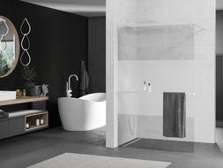 Mexen Kioto+ ścianka prysznicowa z półką Walk-in 90 x 200 cm, transparent/szron, biała - 800-090-121-20-35