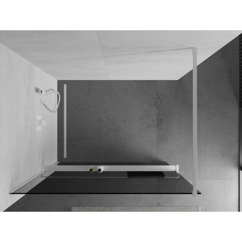 Mexen Kioto+ ścianka prysznicowa z półką Walk-in 70 x 200 cm, grafit, biała - 800-070-121-20-40