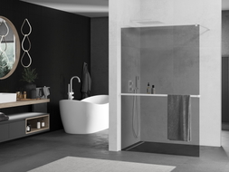 Mexen Kioto+ ścianka prysznicowa z półką Walk-in 80 x 200 cm, grafit, biała - 800-080-121-20-40