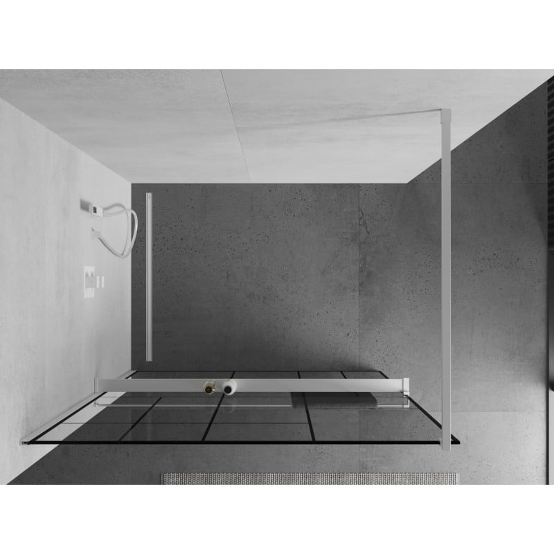 Mexen Kioto+ ścianka prysznicowa z półką Walk-in 120 x 200 cm, czarny wzór, biała - 800-120-121-20-78