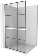 Mexen Kioto+ ścianka prysznicowa z półką Walk-in 100 x 200 cm, czarna kratka, biała - 800-100-121-20-77
