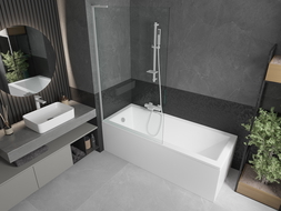 Mexen Next L bath screen 1-leaf 100 x 150 cm, transparent, white - 895-100-000-03-00-20
