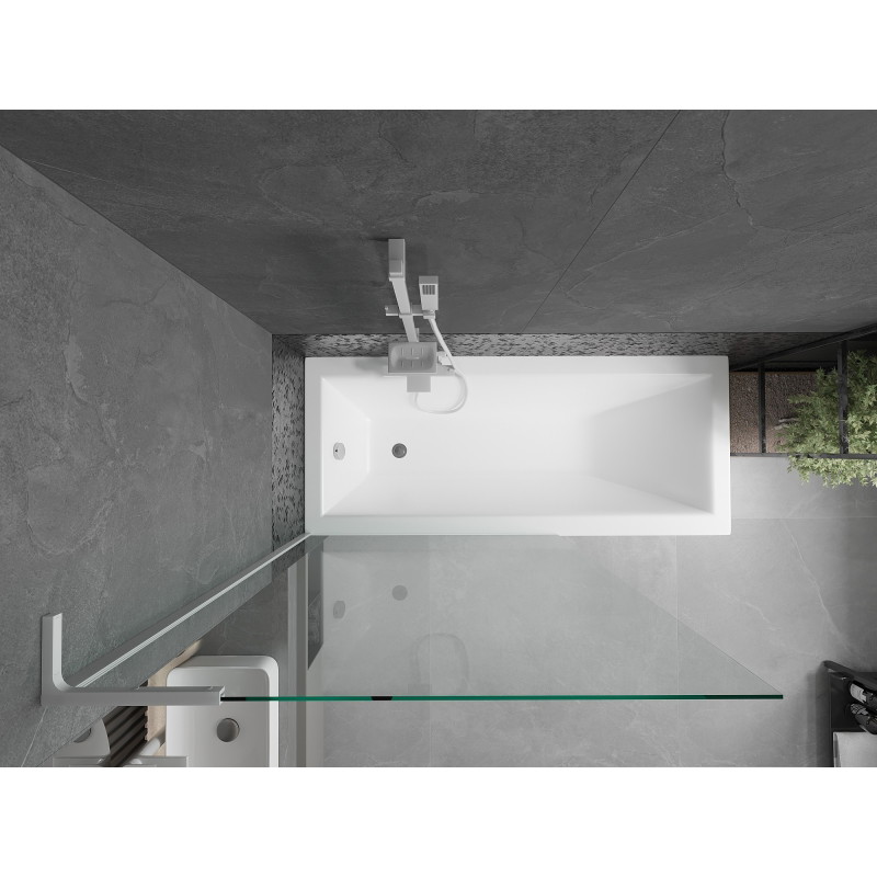 Mexen Next L bath screen 1-leaf 100 x 150 cm, transparent, white - 895-100-000-03-00-20