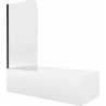 Mexen Vega wanna prostokątna 150 x 70 cm z obudową i parawanem 1-skrzydłowym 70 cm, transparent, czarny - 550115070X9007017000