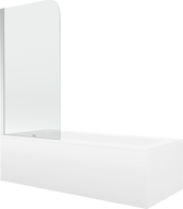Mexen Vega wanna prostokątna 150 x 70 cm z obudową i parawanem 1-skrzydłowym 80 cm, transparent, chrom - 550115070X9008010100