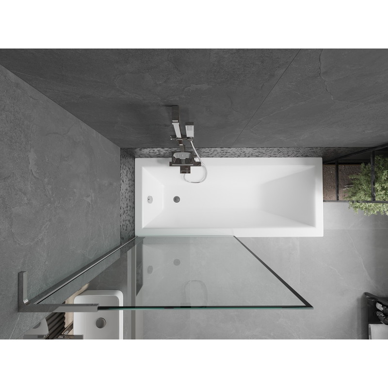 Mexen Next L parawan nawannowy 1-skrzydłowy 90 x 150 cm, czarna ramka, chrom - 895-090-000-03-70-01
