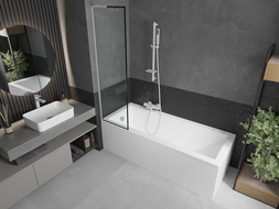 Mexen Next L parawan nawannowy 1-skrzydłowy 50 x 150 cm, czarna ramka, biały - 895-050-000-03-70-20