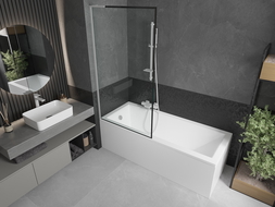 Mexen Next L parawan nawannowy 1-skrzydłowy 90 x 150 cm, czarna ramka, biały - 895-090-000-03-70-20