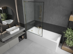 Mexen Next L parawan nawannowy 1-skrzydłowy 100 x 150 cm, czarna ramka, złoty - 895-100-000-03-70-50