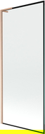 Mexen Next L parawan nawannowy 1-skrzydłowy 80 x 150 cm, czarna ramka,  miedź szczotkowana - 895-080-000-03-70-65