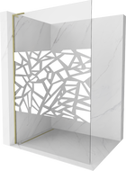 Mexen Kioto L ścianka prysznicowa Walk-in 120 x 200 cm, biały wzór, złota - 800-120-103-50-85