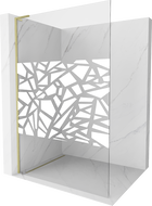 Mexen Kioto L ścianka prysznicowa Walk-in 80 x 200 cm, biały wzór, złota szczotkowana - 800-080-103-55-85